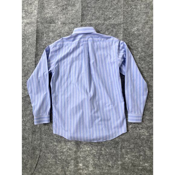 Brook Brothers Dress Shirt Mens 15.5/35 Long Sleeve Button Up Striped Blue - Picture 9 of 9